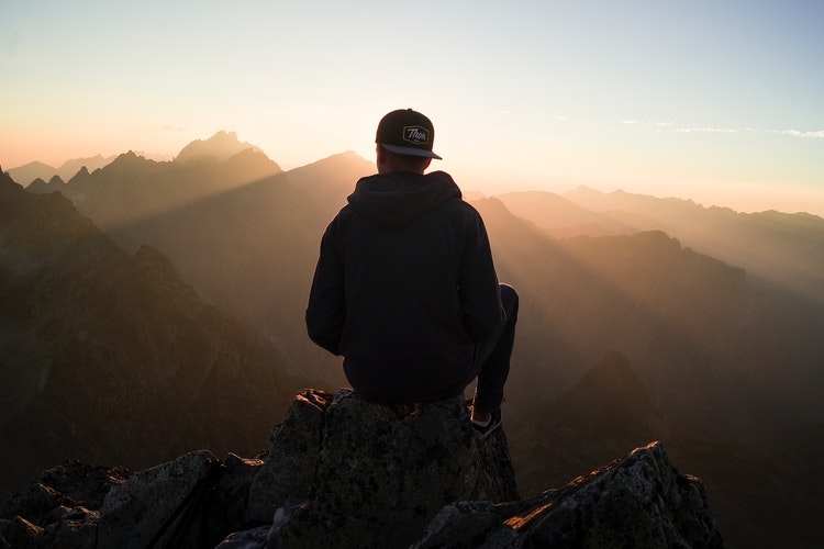 Sober Man at Mountain Overlook