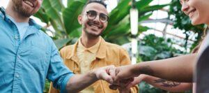 Three people excited about living a sober life